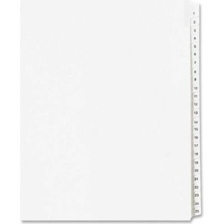 AVERY DENNISON Avery Side Tab Collated Legal Index Divider, 1 to 25, 8.5"x11", 25 Tabs, White/White 1701